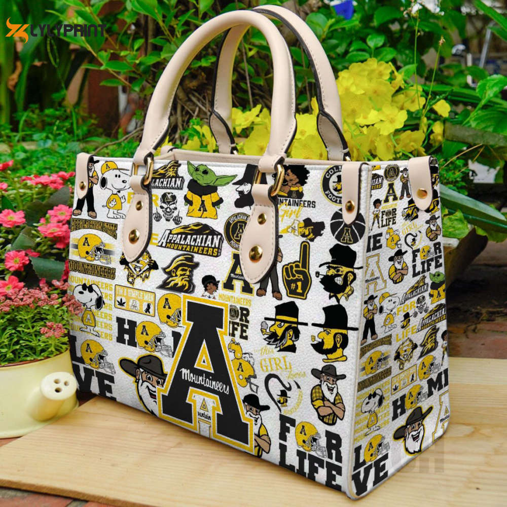 Appalachian state mountaineer leather handbag gift for women 460 Women Leather Hand Bag
