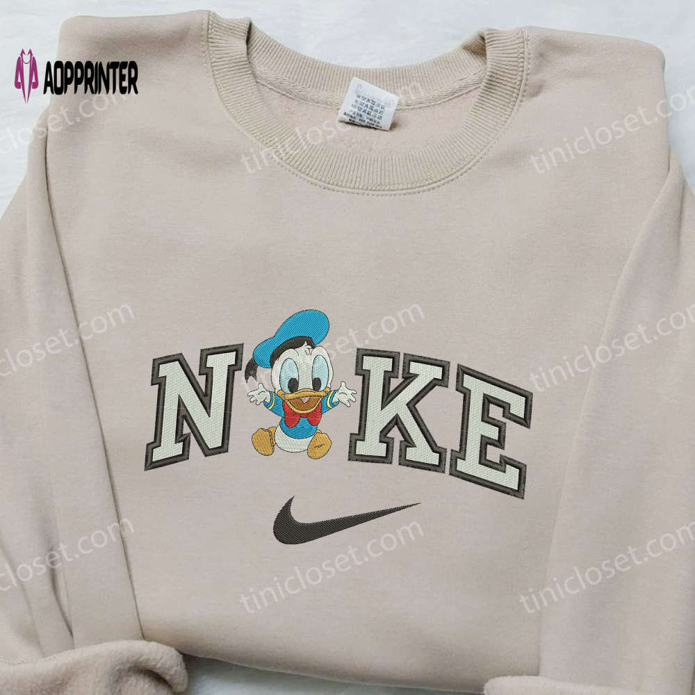 Baby donald duck x nike embroidered shirt – cartoon disney & nike collab Embroidered Shirt