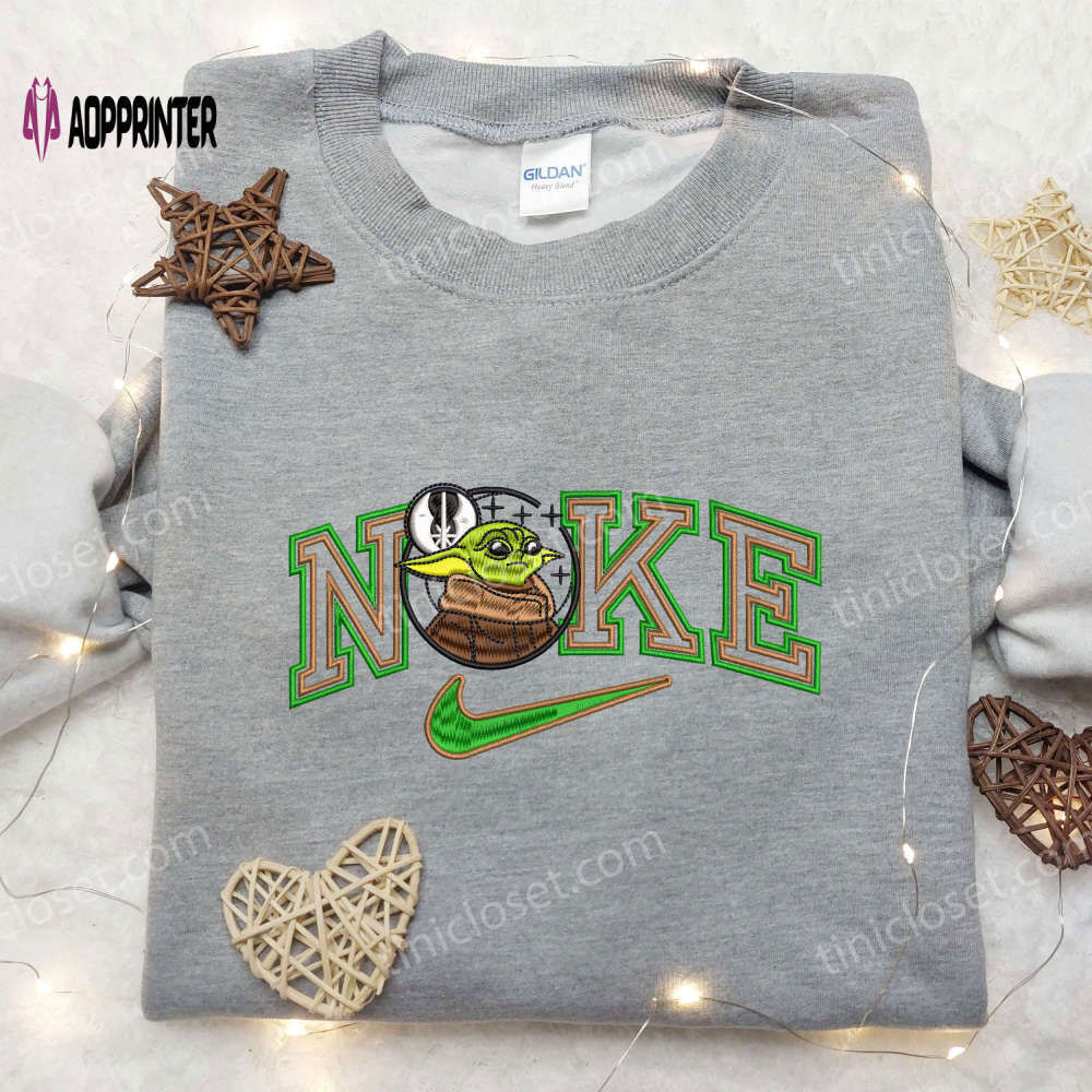 Baby yoda x nike embroidered shirt – custom star wars tee Embroidered Shirt