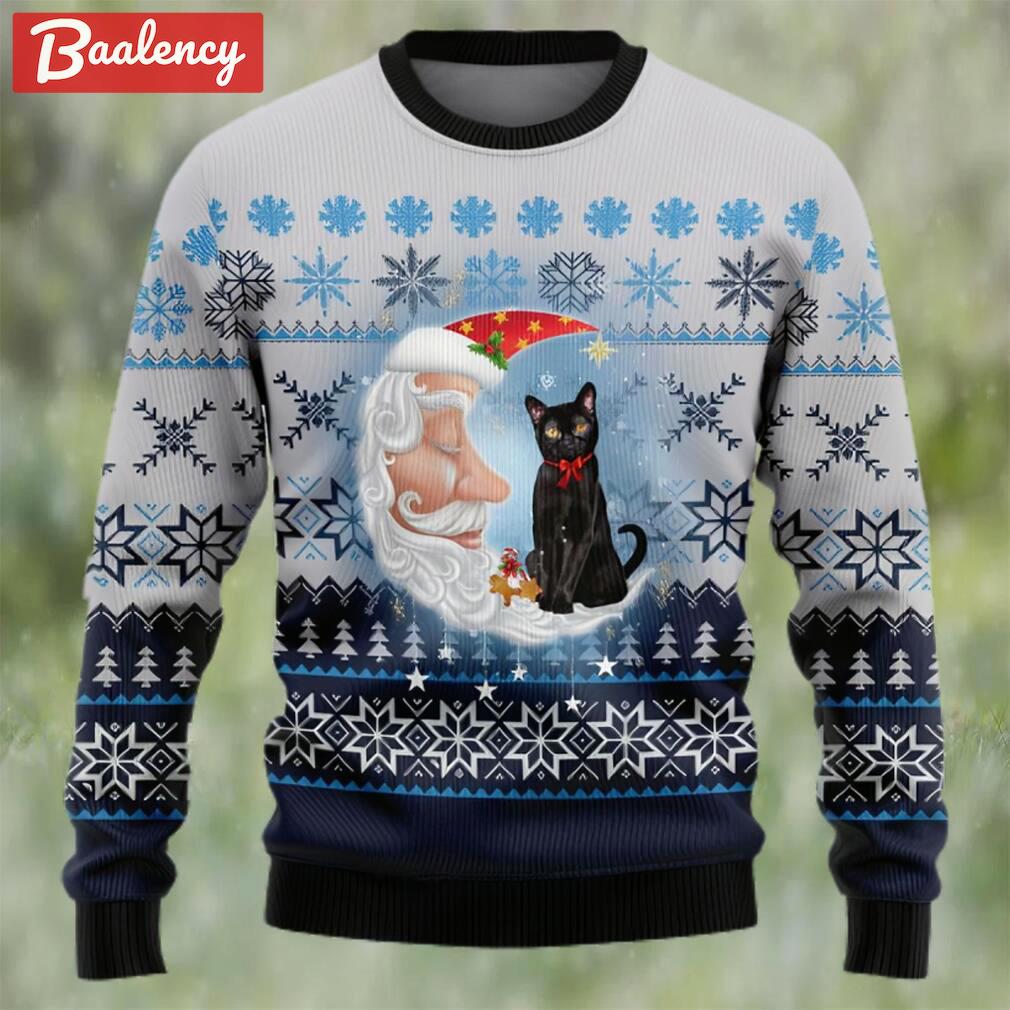 Back cat love santa moon ugly christmas sweater Christmas Ugly Sweater