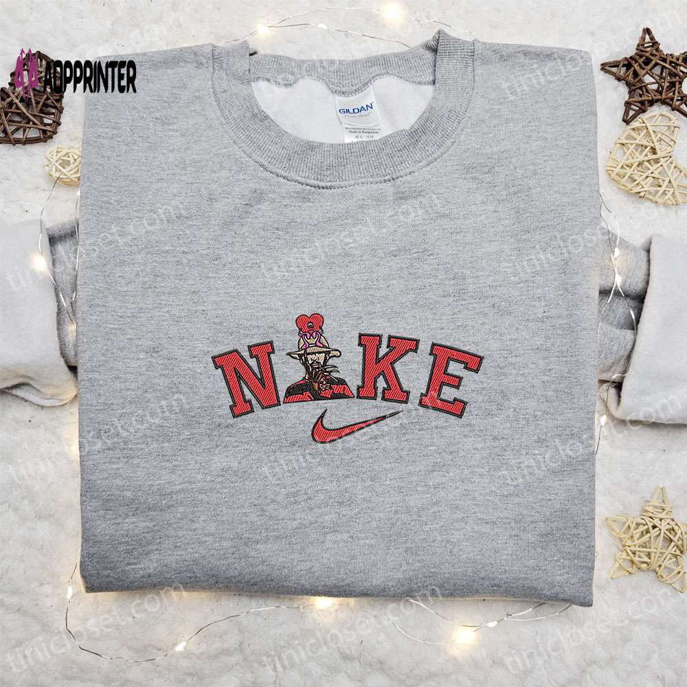 Bad bunny heart x nike halloween embroidered shirt: best nike inspired halloween gift Embroidered Shirt
