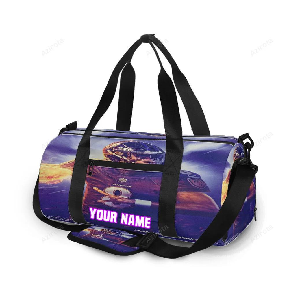 Baltimore ravens lamar jackson 8 v10 personalized name travel bag gym bag 438 Travel Bag
