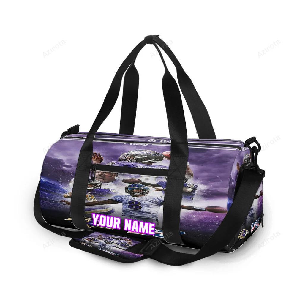 Baltimore ravens lamar jackson 8 v14 personalized name travel bag gym bag 1535 Travel Bag