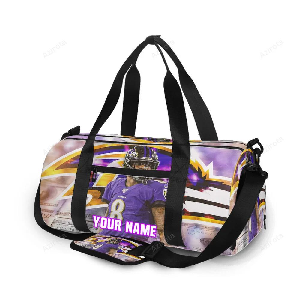 Baltimore ravens lamar jackson 8 v3 personalized name travel bag gym bag 479 Travel Bag