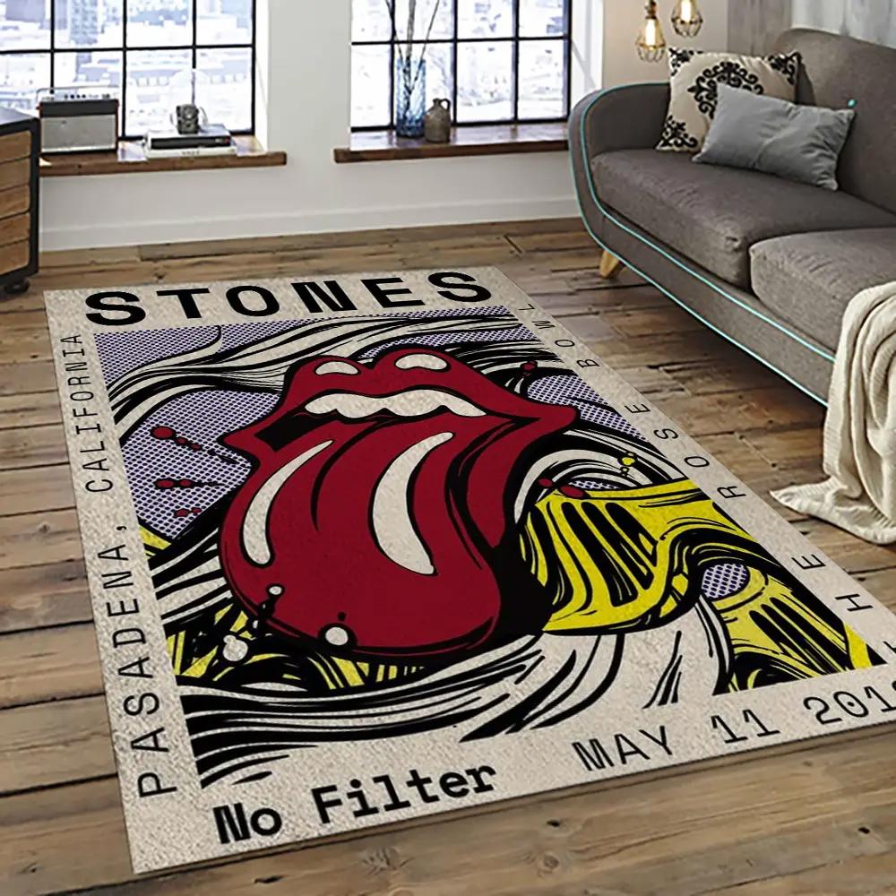 Band the rolling stones music carpet rectangle area rug for living room bedroom decor trs70 Rectangle Rug