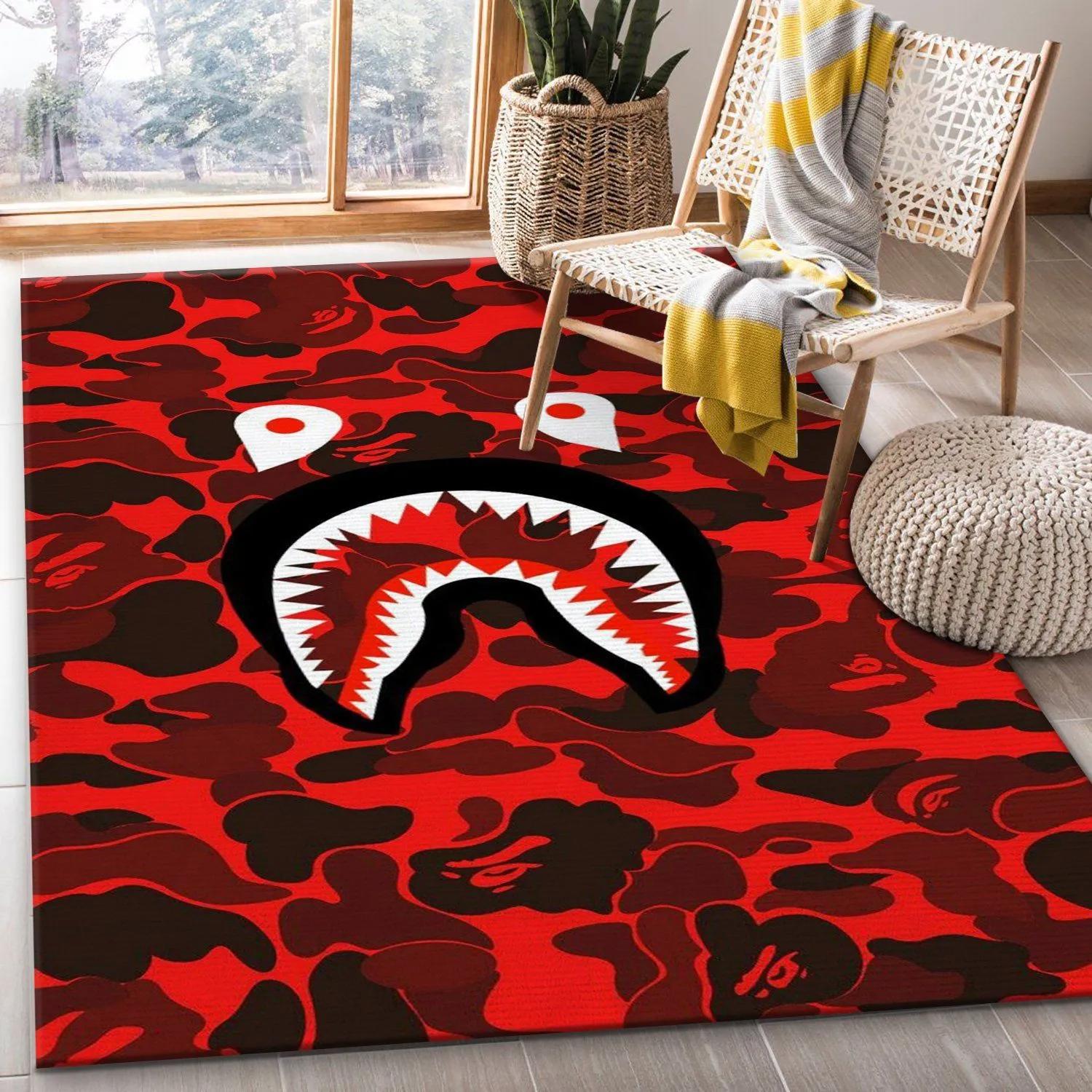 Bape s logo type 455. Upgrade Your Living Room with Luxury Home Decor: Area Carpets, Floor Decor, Door Mats, and Hot Gift Items with style a High-End Fashion Brand Rectangle Rug