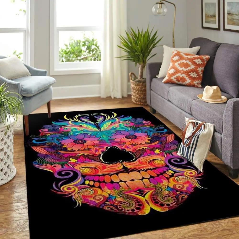 Beautiful skull area rug ofd bhs190827 area rug living room carpet rug regtangle carpet floor decor home decor Rectangle Rug