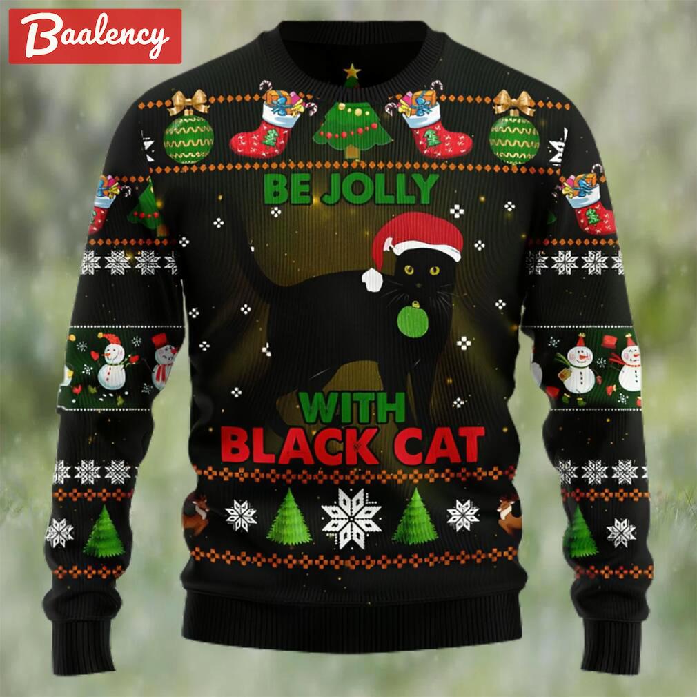 Black cat be jolly ugly christmas sweater Christmas Ugly Sweater