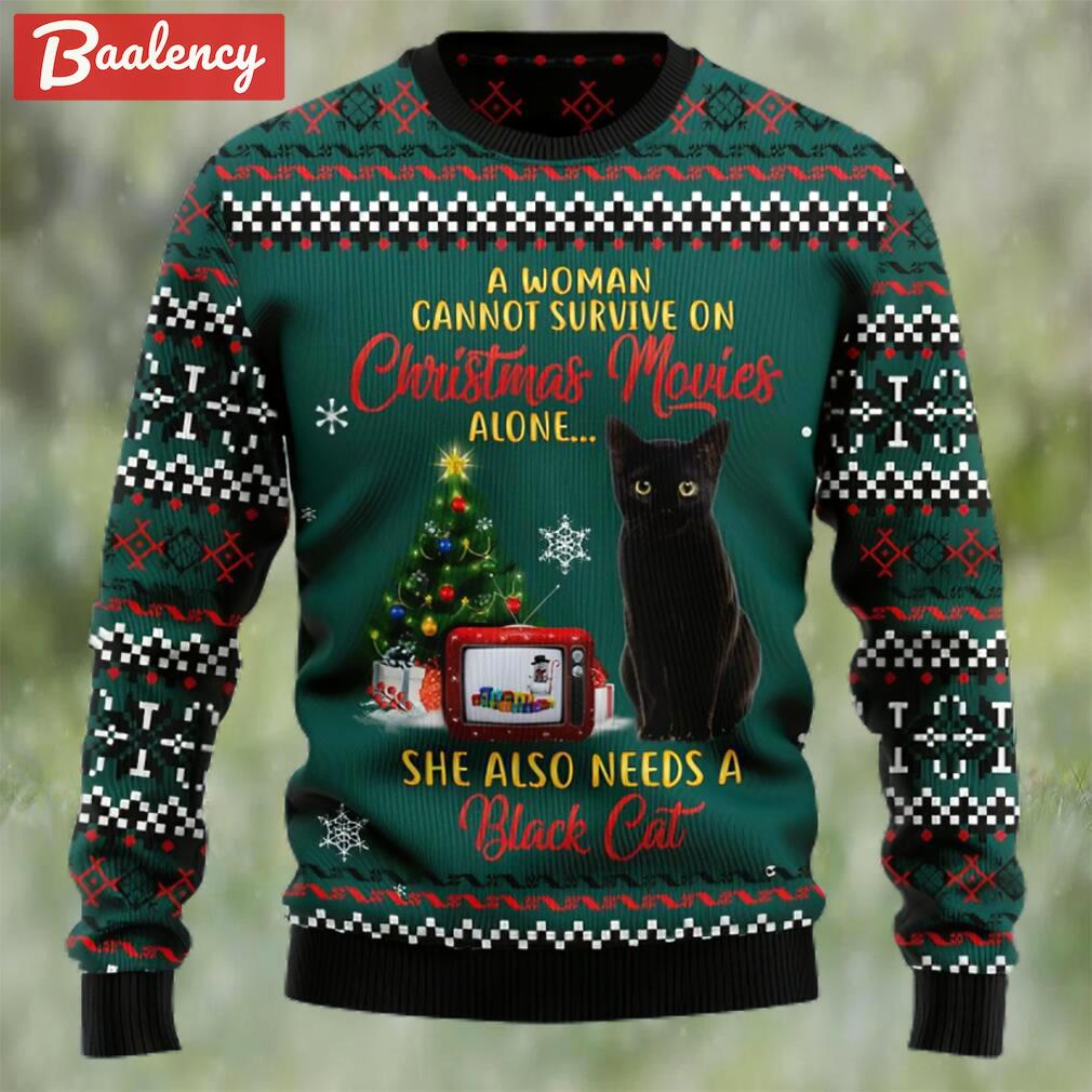 Black cat christmas movie ugly christmas sweater Christmas Ugly Sweater