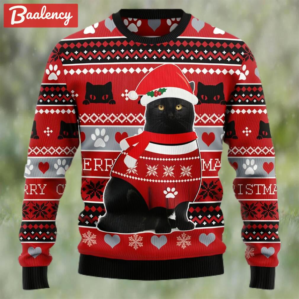 Black cat christmas pattern ugly christmas sweater Christmas Ugly Sweater