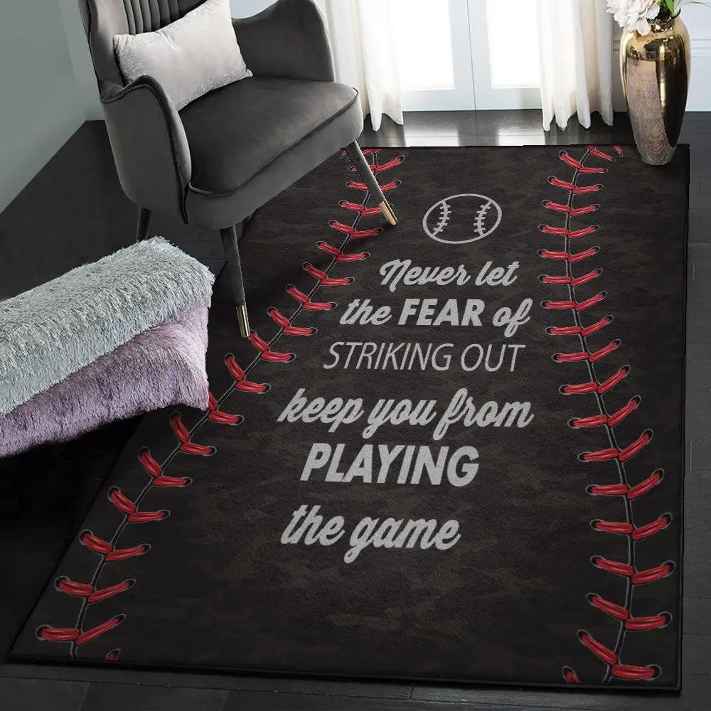 Black large living room rugs, baseball black gs cl rug Rectangle Rug