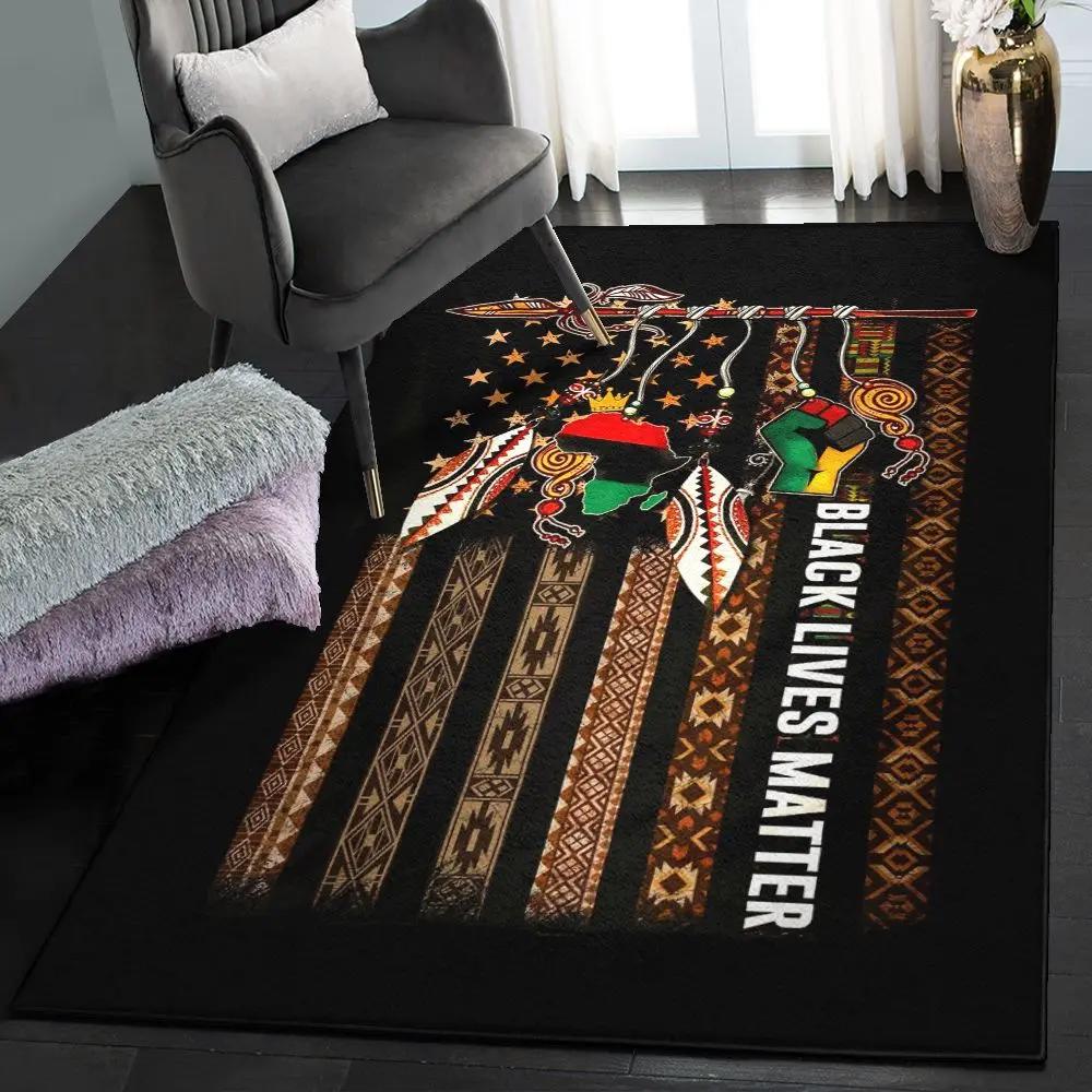 Black washable area rugs, black lives matter gs cl rug Rectangle Rug
