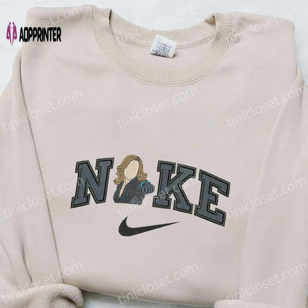 Black widow x nike movie embroidered shirt: marvel comics customized nike gear Embroidered Shirt