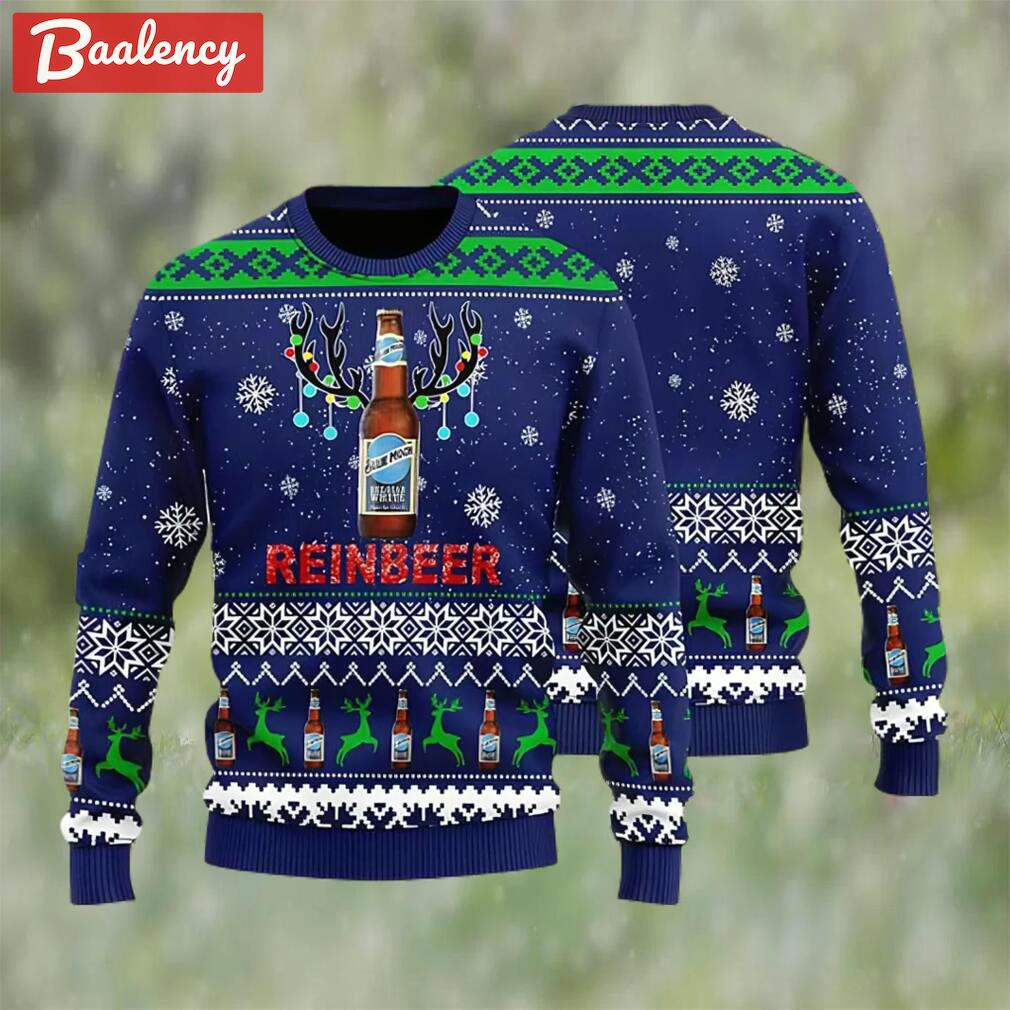 Blue moon reinbeer beer ugly christmas sweater, faux wool sweater, international beer day, gifts for beer lovers, best christmas gifts for 2022 ? prinvity Christmas Ugly Sweater