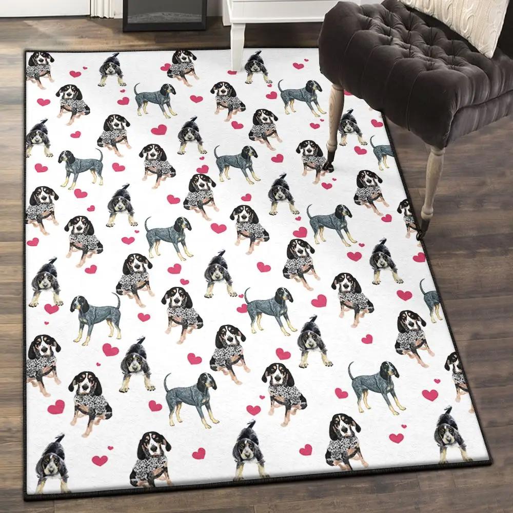 Bluetickhound puppy outdoor carpet, bluetick coonhound heart rug Rectangle Rug