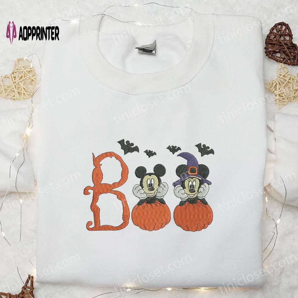 Boo mickey minnie embroidered shirt – disney halloween gift Embroidered Shirt