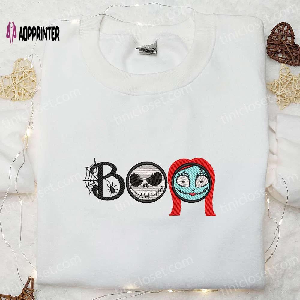 Boo sally skellington nightmare before christmas embroidered shirt – best halloween gift stop-motion animation Embroidered Shirt