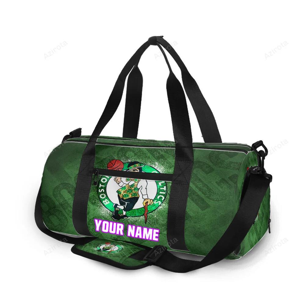 Boston celtics text green personalized name travel bag gym bag 640 Travel Bag