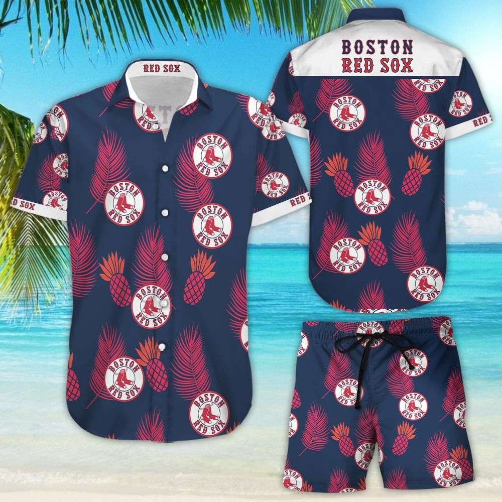 Boston red sox hawaiian button-up shirt Hawaii Shirt Shorts & Flip Flops