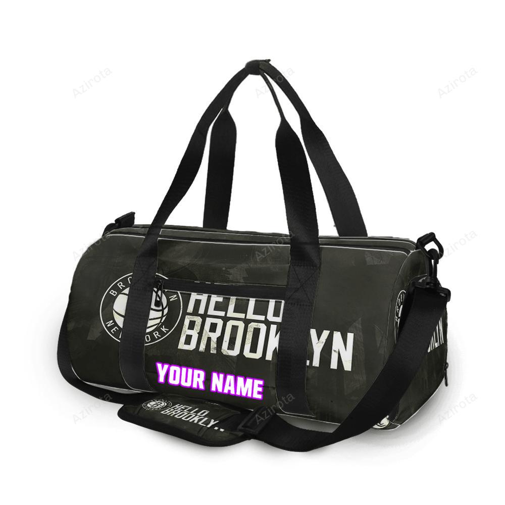 Brooklyn nets hello brooklyn vintage personalized name travel bag gym bag 1817 Travel Bag