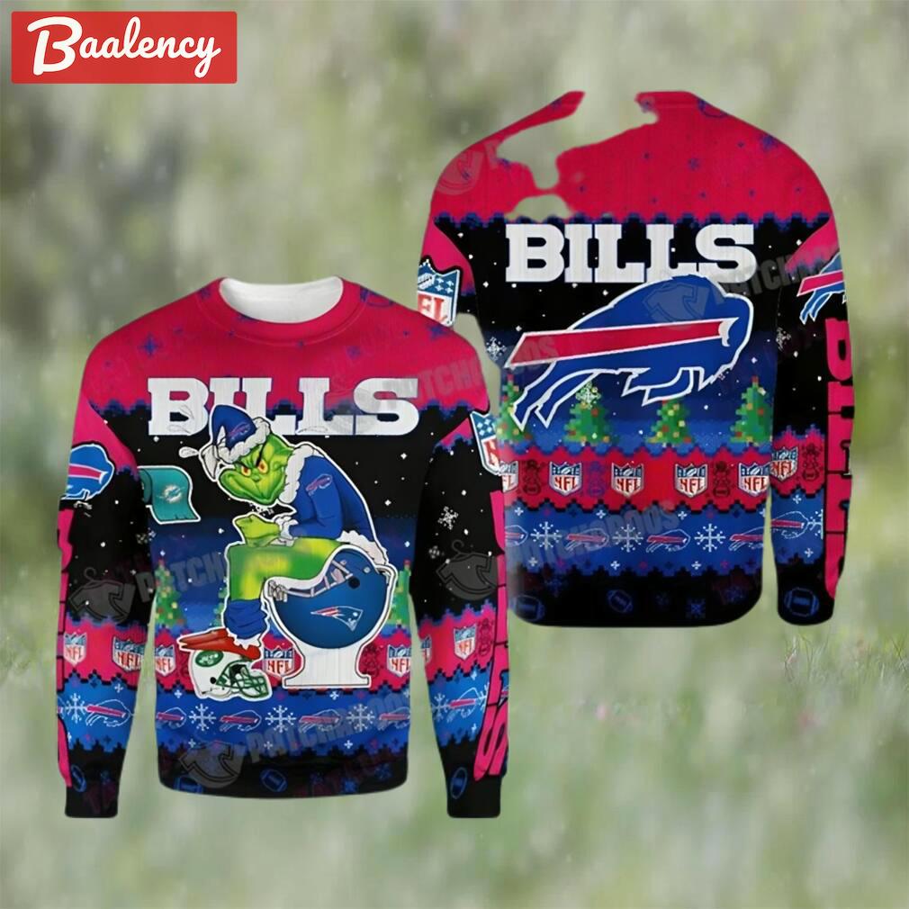 Buffalo bills grinch toilet 3d ugly christmas sweater nfl fan gift Christmas Ugly Sweater