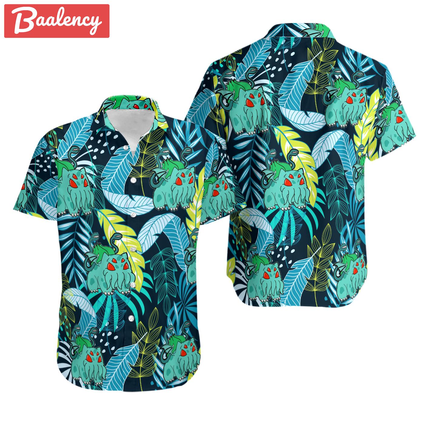 Bulbasaur pattern hawaiian shirt Hawaii Shirt Shorts & Flip Flops