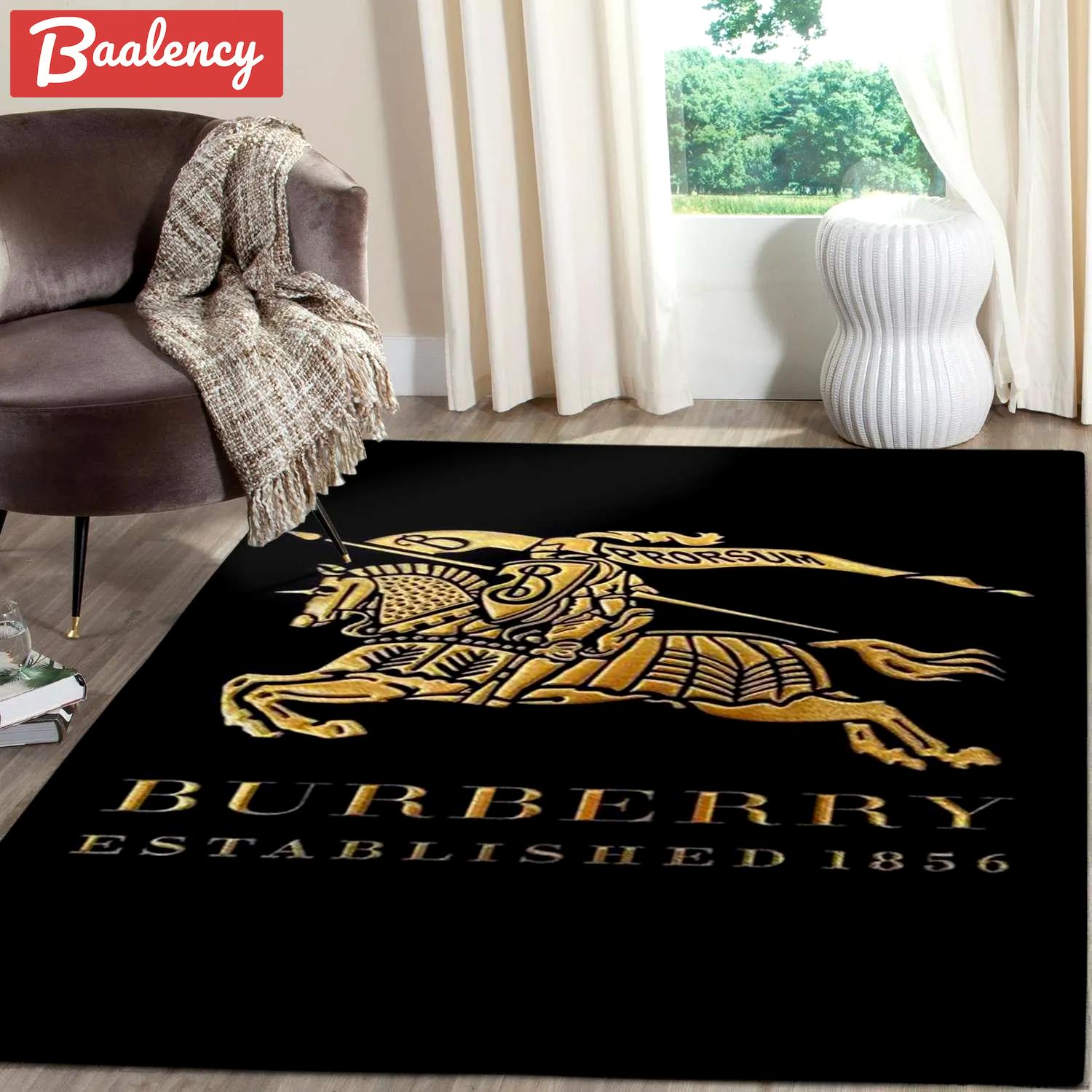 Burberry big logo type 236. Upgrade Your Living Room with Luxury Home Decor: Area Carpets, Floor Decor, Door Mats, and Hot Gift Items with style a High-End Fashion Brand Rectangle Rug