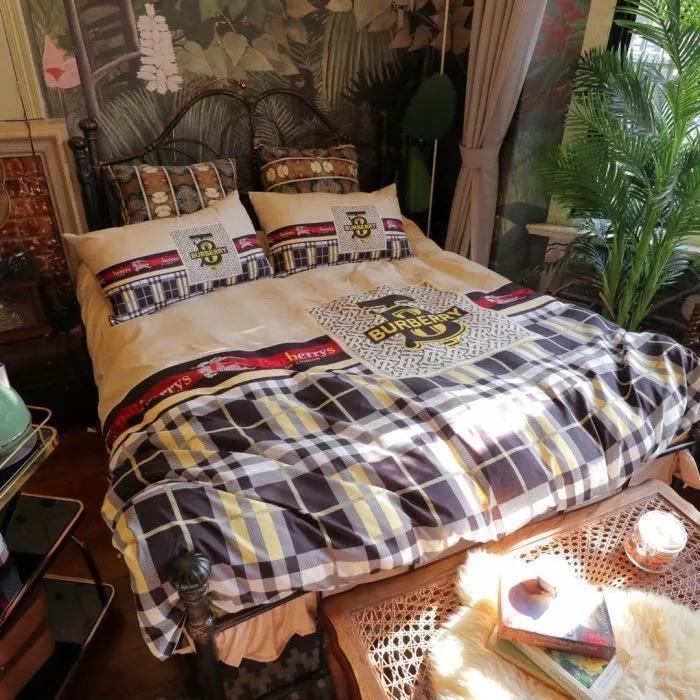 Burberry checked khaki logo type 1907 Bedding Sets blankets sheets bedspread premium fashion brand home decor hyperbeast Bedroom covers luxury ideas bedclothes duvet bed linen