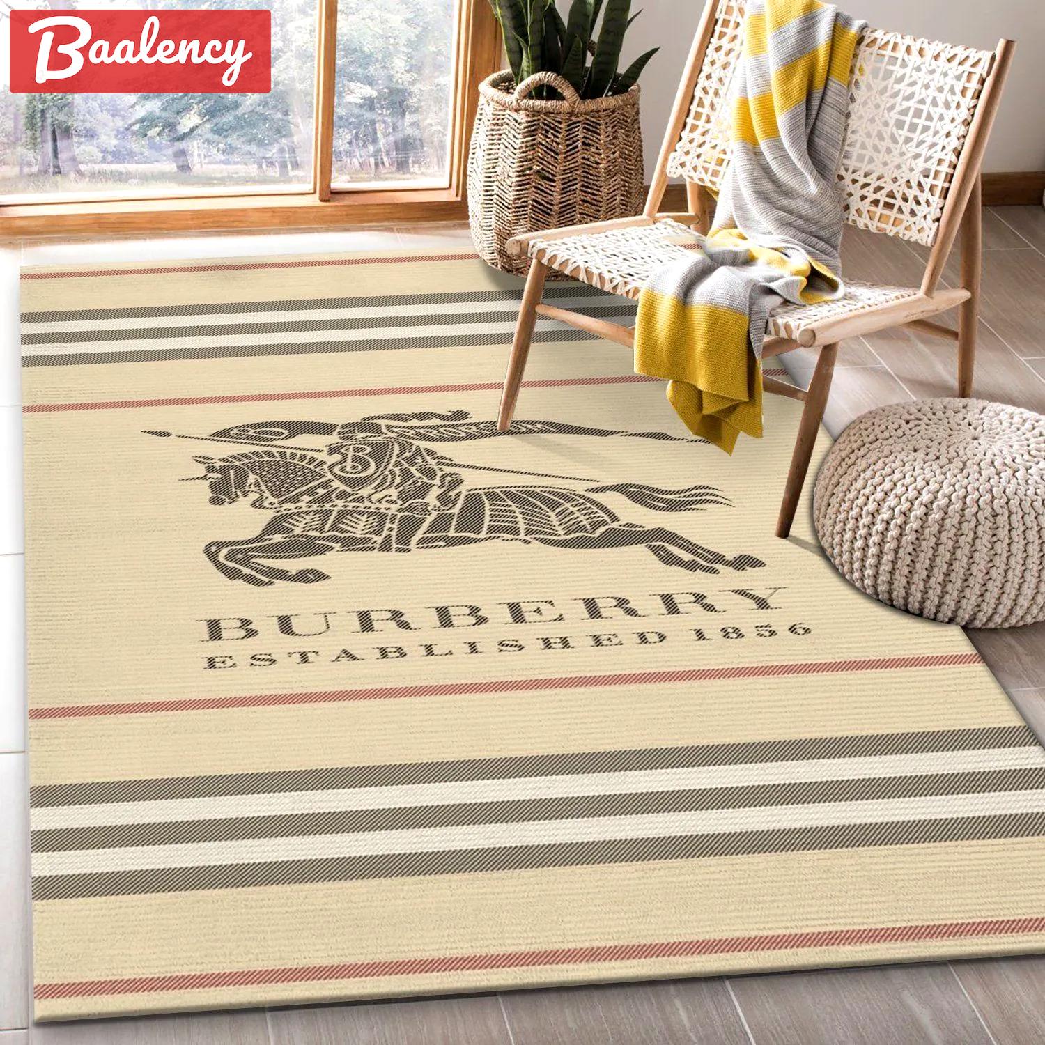 Burberry logo type 715. Upgrade Your Living Room with Luxury Home Decor: Area Carpets, Floor Decor, Door Mats, and Hot Gift Items with style a High-End Fashion Brand Rectangle Rug