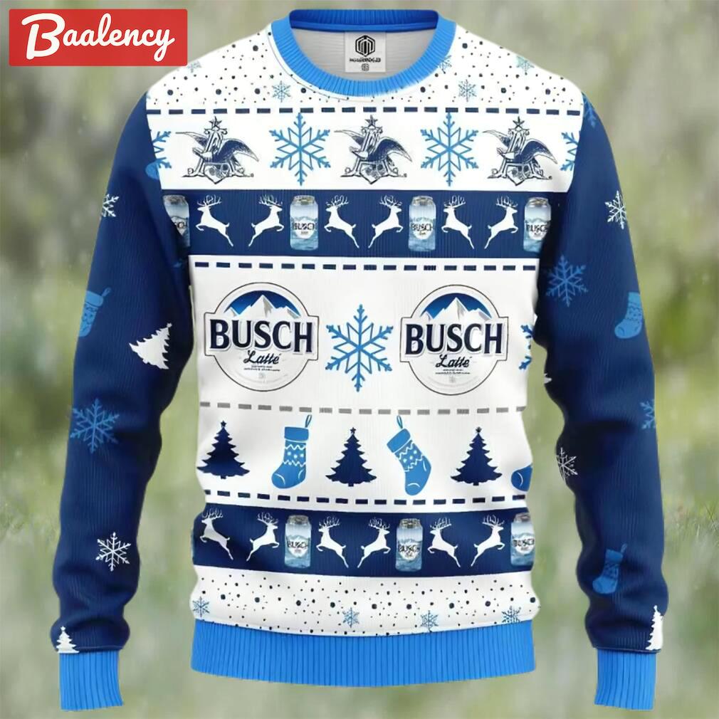 Busch latte beer ugly christmas sweater, faux wool sweater, gifts for beer lovers, international beer day, best christmas gifts for 2022 ? prinvity Christmas Ugly Sweater