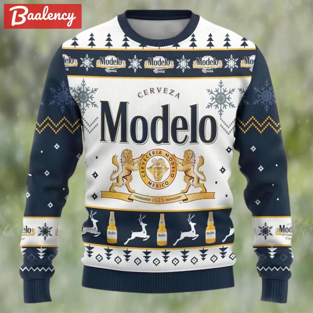 Cerveceria modelo beer ugly christmas sweater, faux wool sweater, gifts for beer lovers, international beer day, best christmas gifts for 2022 ? prinvity Christmas Ugly Sweater