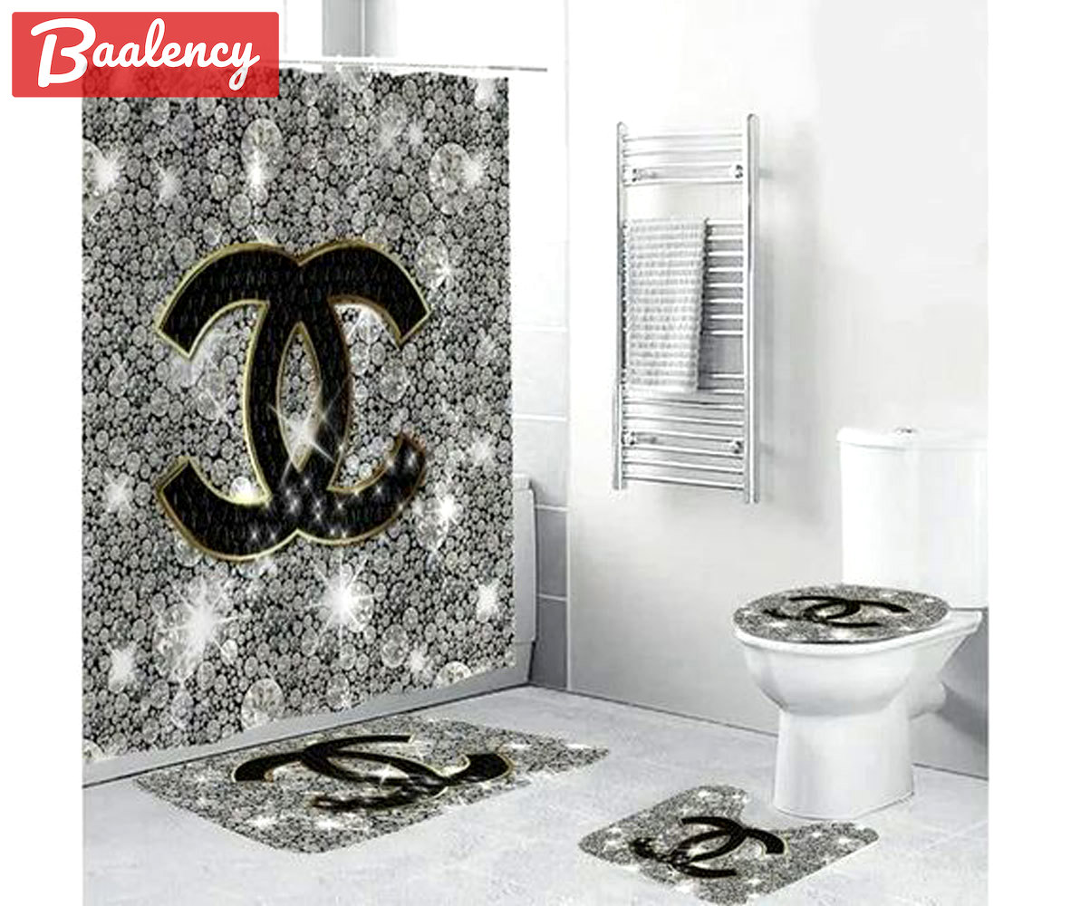 Chanel bling bathroom set bath mat home decor hypebeast luxury fashion brand Bathroom Set
