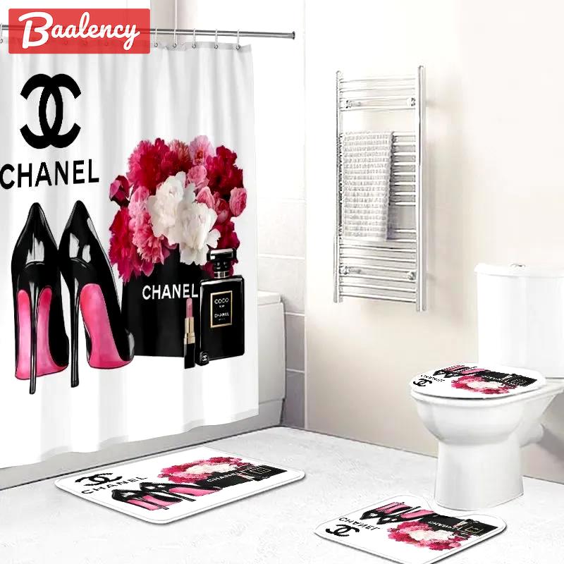 Chanel coco perfume rose luxury fashion brand bath mat home decor hypebeast bathroom sets Bathroom Set