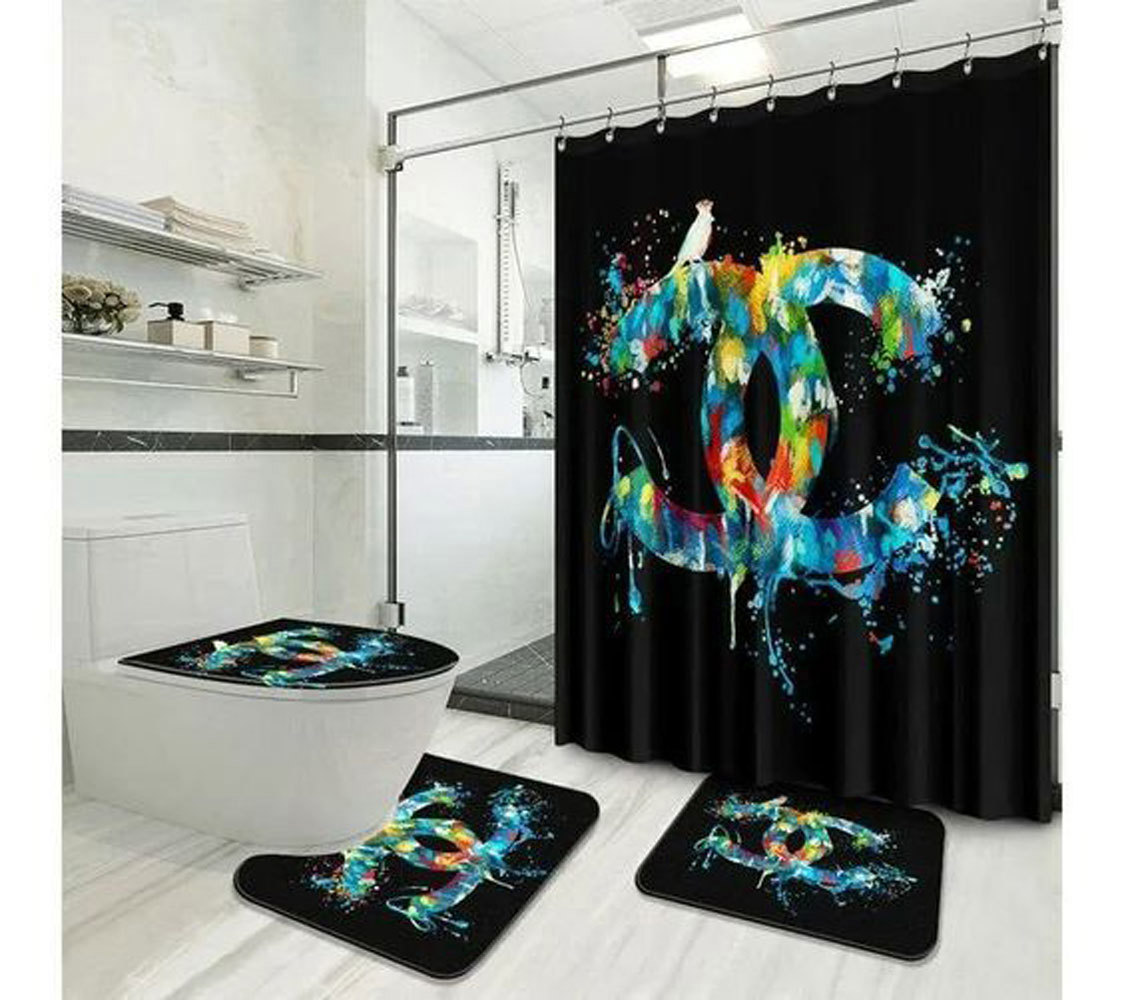 Chanel colorful luxury fashion brand bath mat home decor bathroom sets hypebeast Bathroom Set