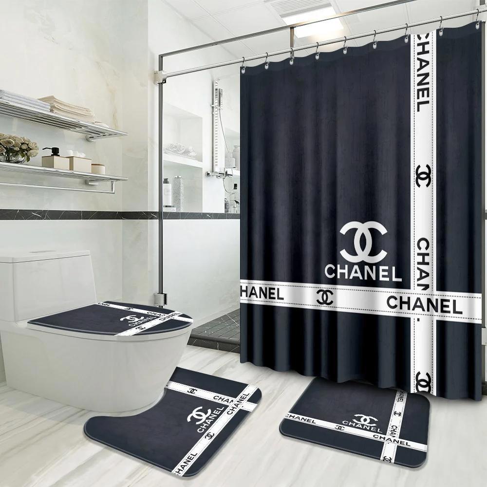 Chanel grey bathroom set home decor bath mat luxury fashion brand hypebeast Bathroom Set