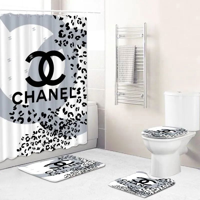 Chanel leopard bathroom set bath mat hypebeast home decor luxury fashion brand Bathroom Set