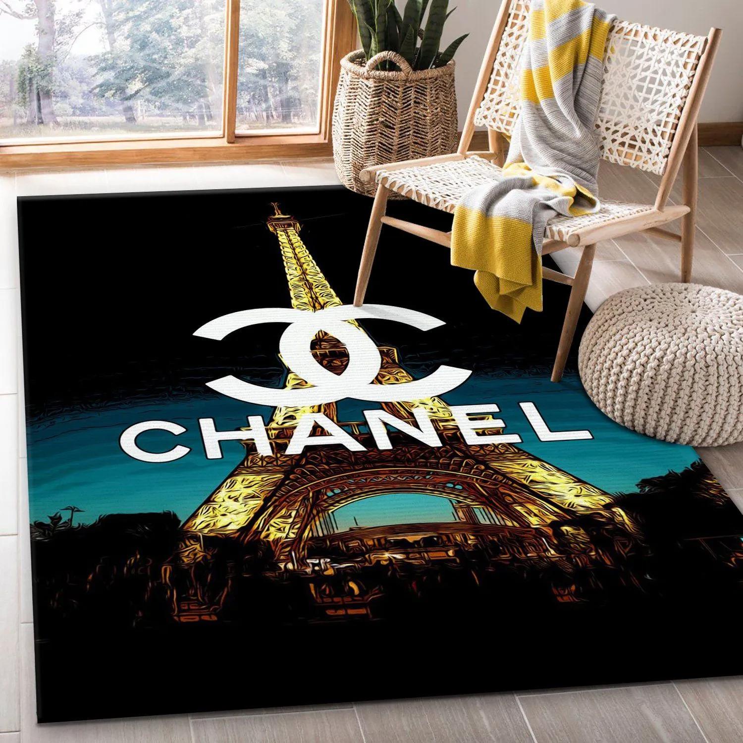 Chanel logo type 121. Upgrade Your Living Room with Luxury Home Decor: Area Carpets, Floor Decor, Door Mats, and Hot Gift Items with style a High-End Fashion Brand Rectangle Rug