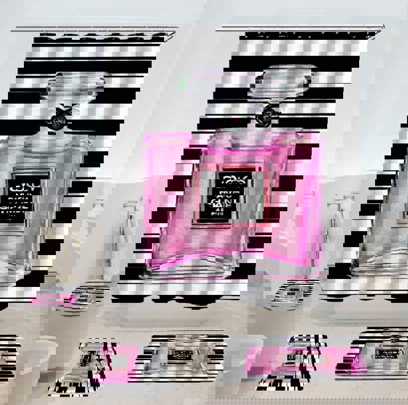 Chanel perfume bath mat home decor hypebeast luxury fashion brand bathroom sets Bathroom Set