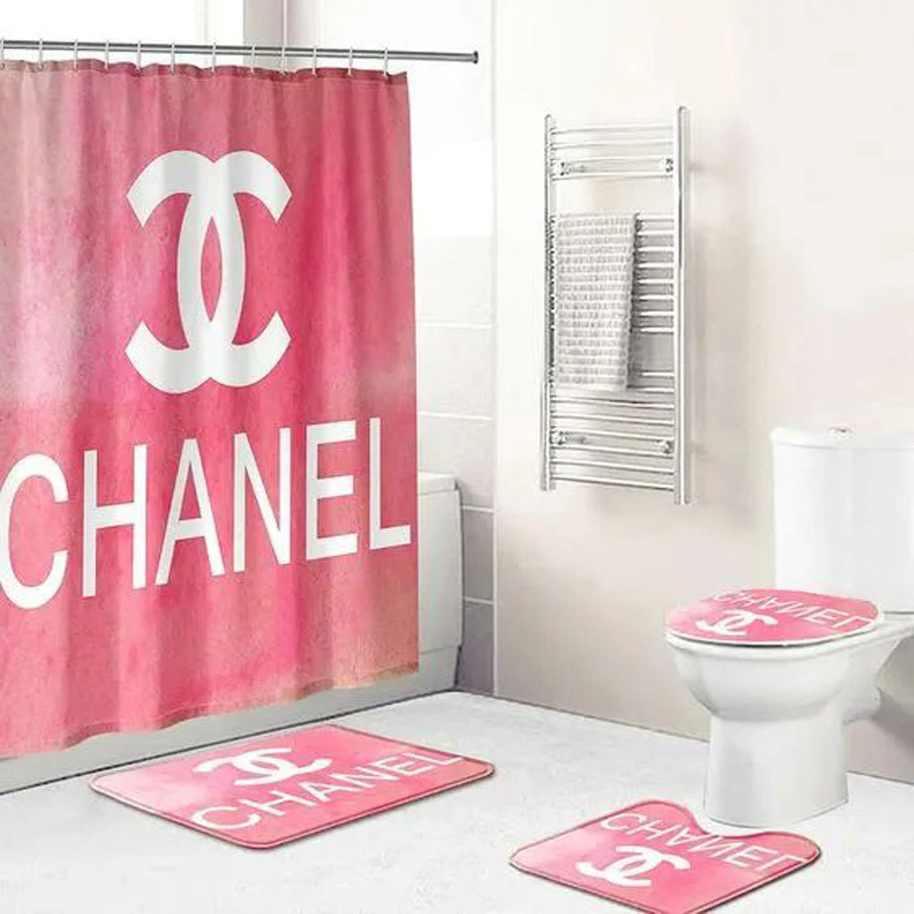 Chanel pink home decor luxury fashion brand hypebeast bathroom sets bath mat Bathroom Set