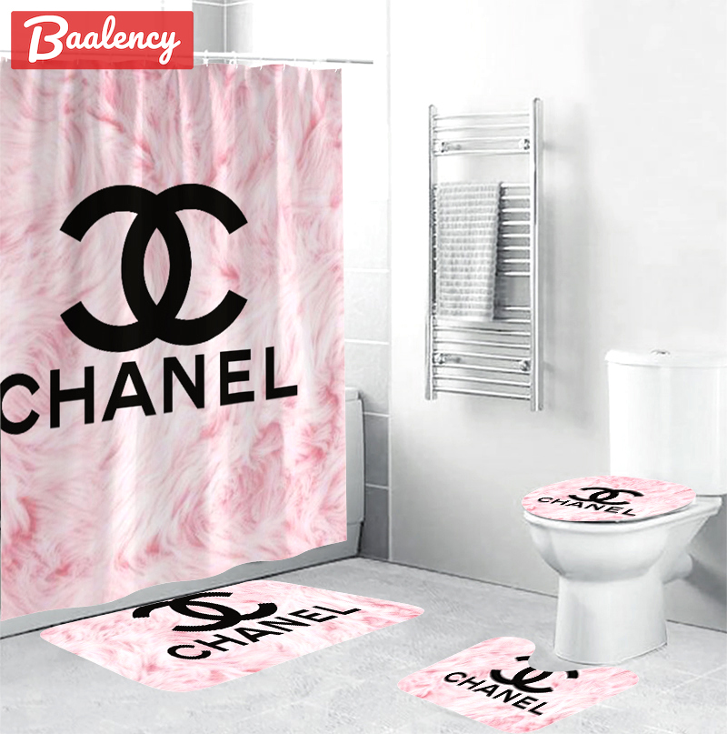 Chanel pinky bathroom set hypebeast home decor luxury fashion brand bath mat Bathroom Set