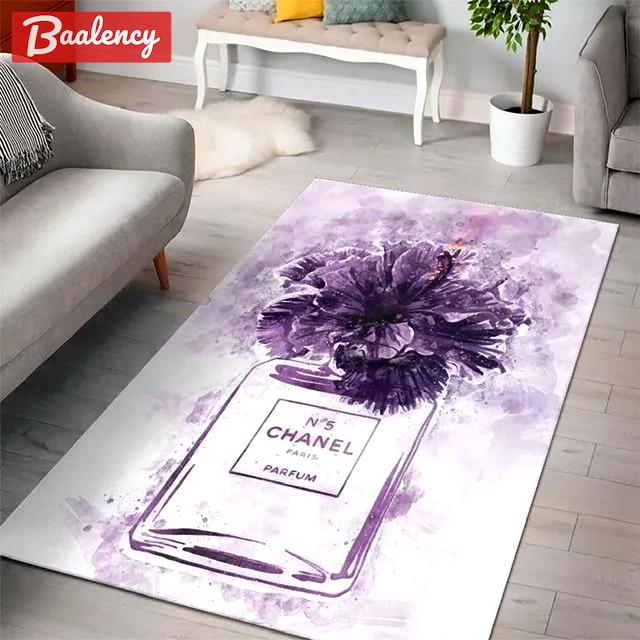 Chanel violet parfum logo type 14. Upgrade Your Living Room with Luxury Home Decor: Area Carpets, Floor Decor, Door Mats, and Hot Gift Items with style a High-End Fashion Brand Rectangle Rug