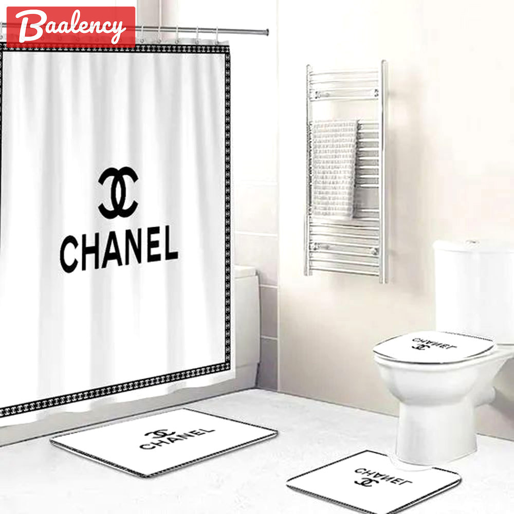 Chanel white bathroom set hypebeast bath mat luxury fashion brand home decor Bathroom Set