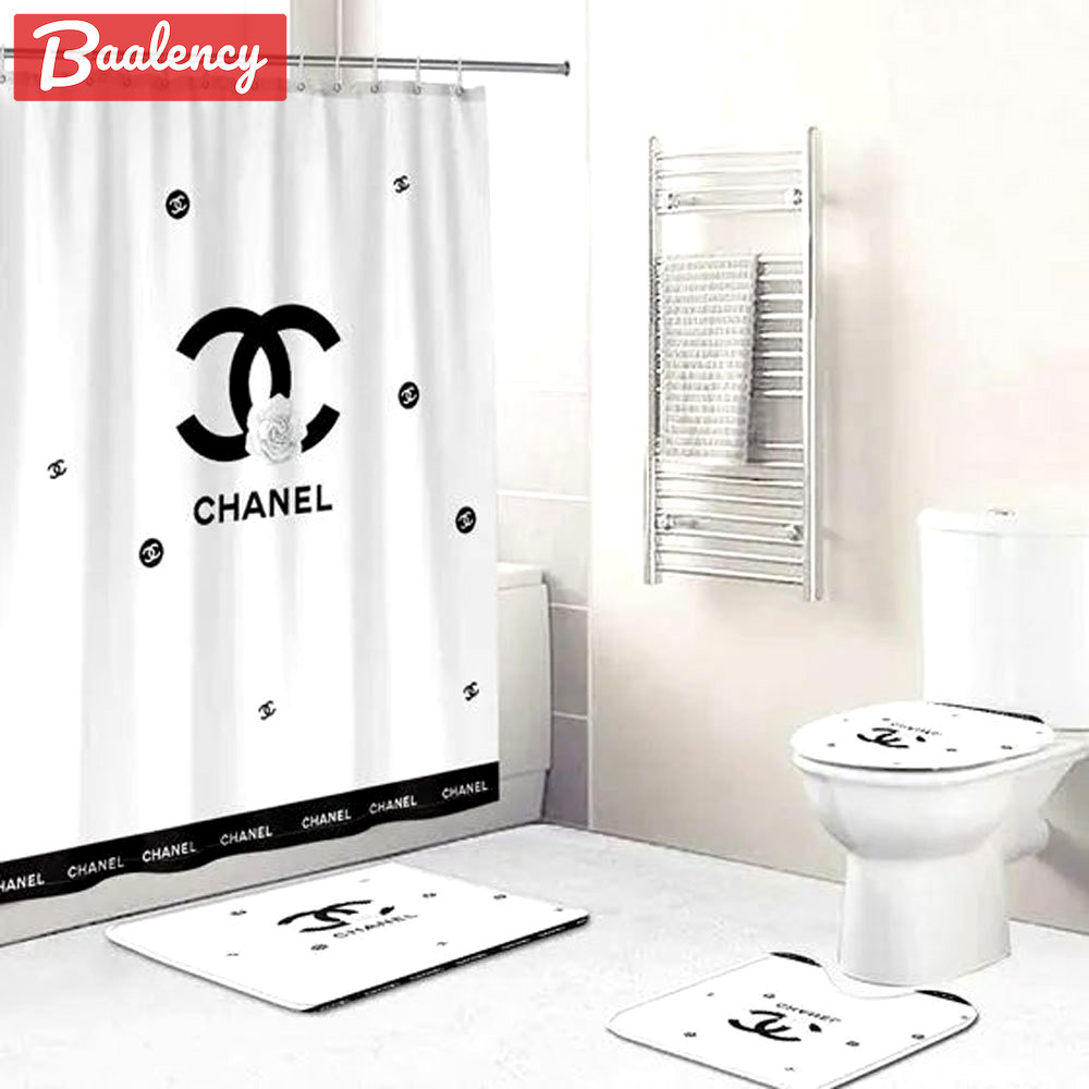 Chanel white luxury fashion brand bath mat bathroom sets hypebeast home decor Bathroom Set