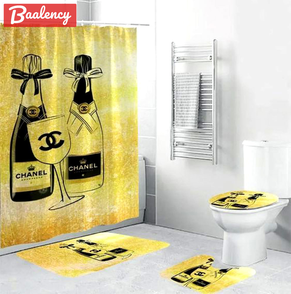 Chanel wine home decor bathroom sets bath mat luxury fashion brand hypebeast Bathroom Set