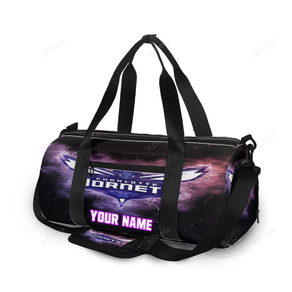Charlotte hornets thunder raining personalized name travel bag gym bag 1744 Travel Bag