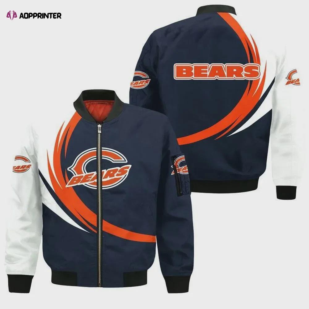 Chicago bears curve pattern bomber jacket – blue white Bomber Jacket