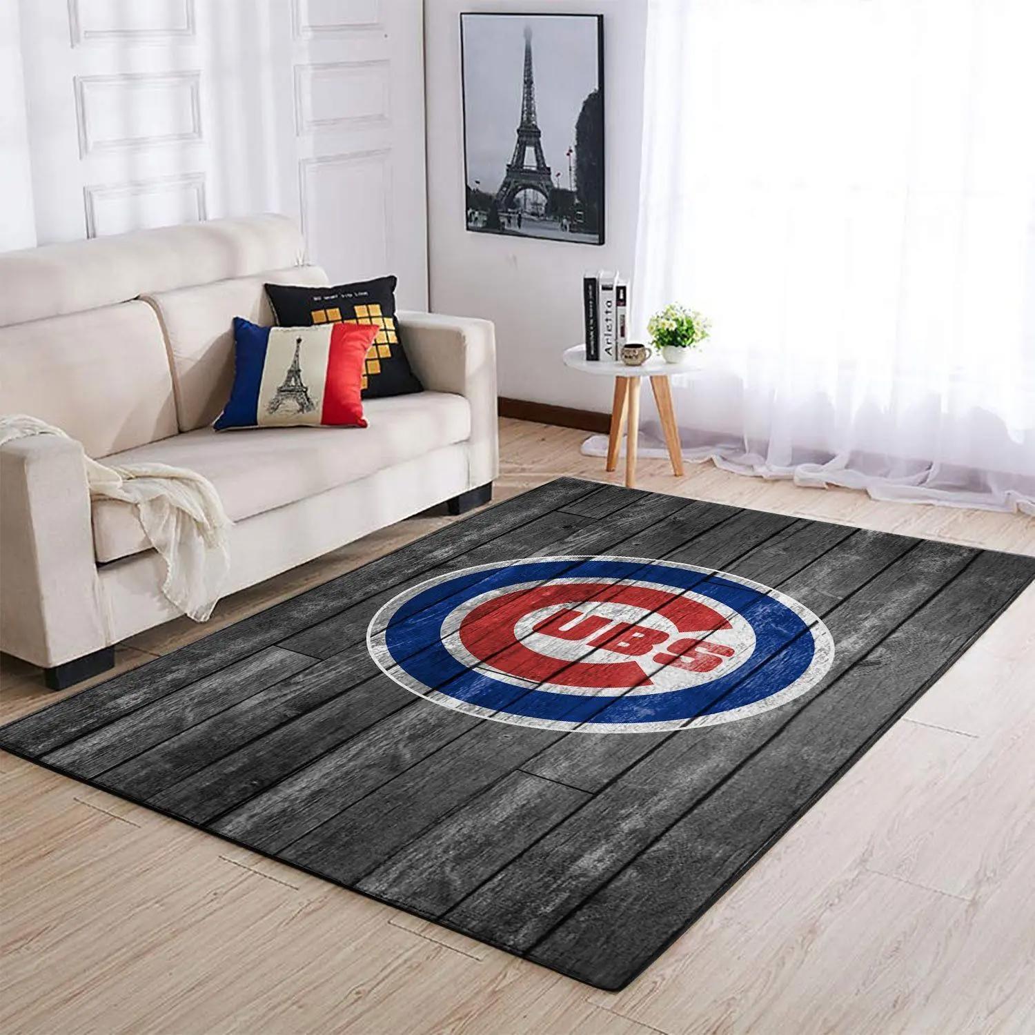 Chicago cubs wooden area rug mlb baseball team logo carpet living room rugs 6 Rectangle Rug