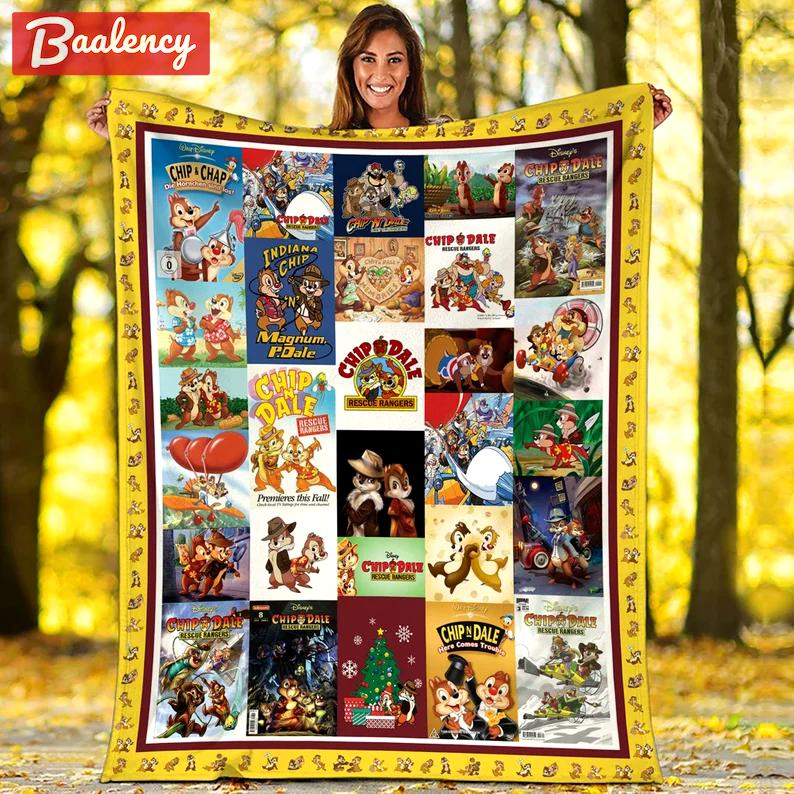 Chip and dale fleece blanket, chip n dale blanket, chip and dale art blanket, birthday gifts for kids, christmas gifts Quilt Blanket
