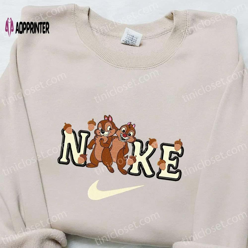 Chip and dale x nike cartoon embroidered shirt – playful & stylish disney x nike collaboration Embroidered Shirt