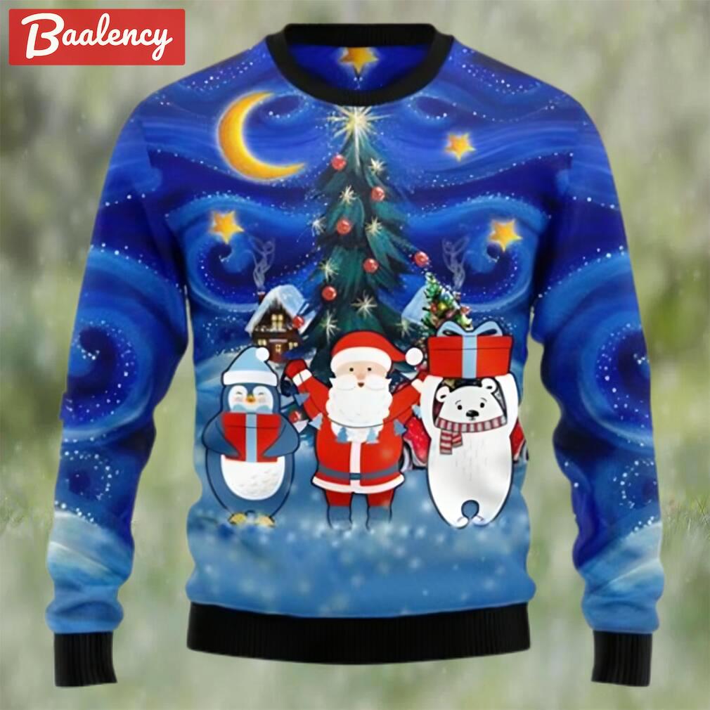 Christmas card polar bear santa penguin ugly christmas sweater Christmas Ugly Sweater